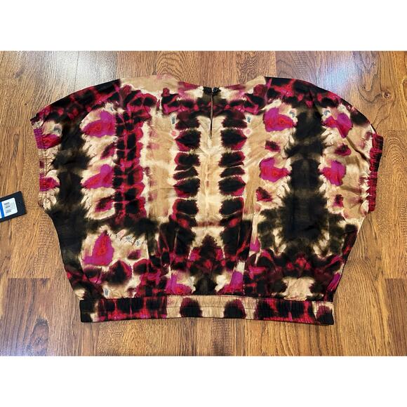 DKNY Women's Modern Printed Cotton Blouson Top Size XL NWT Bold Blouse - Picture 2 of 7